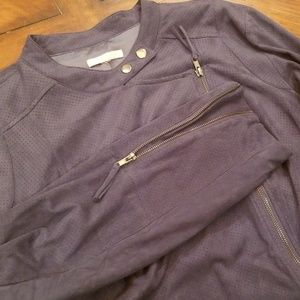 Navy faux suede moto jacket